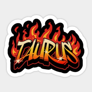 Taurus Zodiac Retro Flames Birthday Sticker